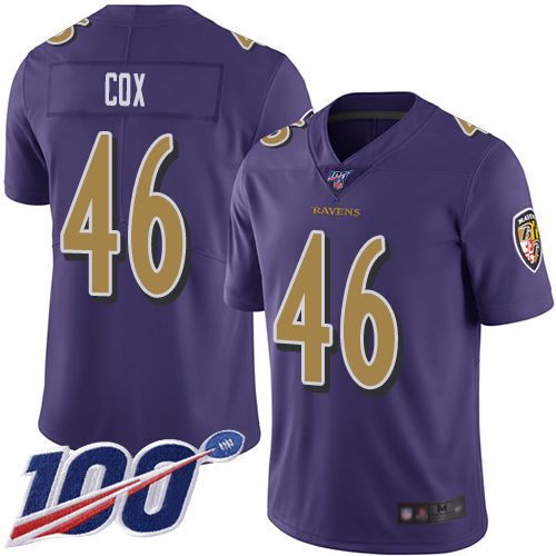Baltimore Ravens Limited Purple Men Morgan Cox Jersey NFL Football 46 100th Season Rush Vapor Untouchable
